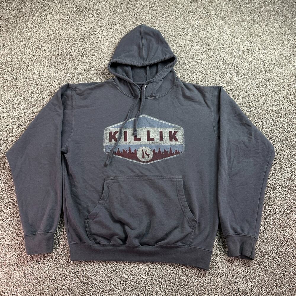 Killik Hoodie Mens Medium Gray Blue Alaska Outdoor Apparel Sweatshirt READ